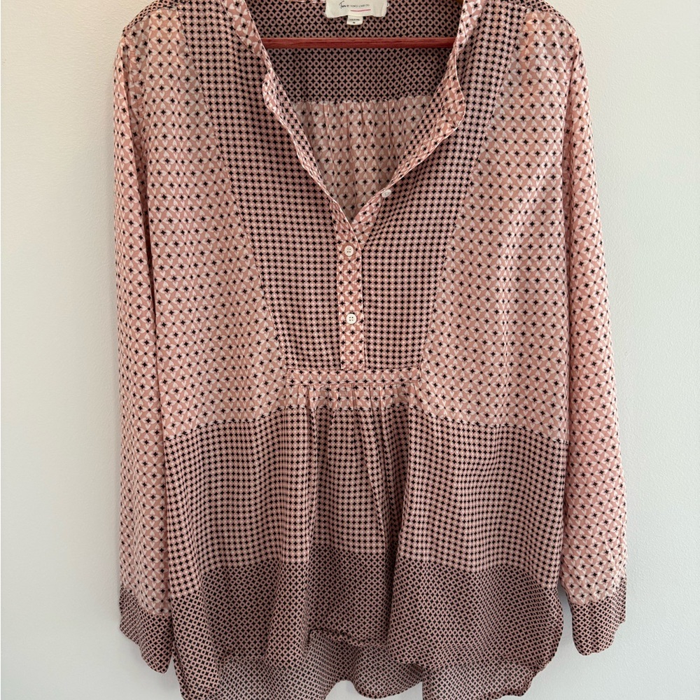 Vince Camuto Pink & Black Print Blouse